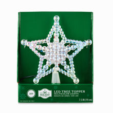 Estrella iridiscente con cuentas y luces LED para la punta del árbol de Navidad, 19 cm (7,5"), de Holiday Time 