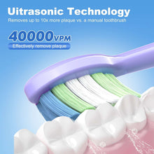 JTF Sonic Electric Toothbrush for Adults and Kids with Travel Case and 6 Brush Heads, 5 Modes 40000 VPM Rechargeable Power Toothbrush with Wireless Charger, IPX7 Waterproof 60-Day Battery Life,Purple