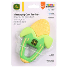 John Deere Massaging Corn Teether, Vibrating and Soothing Baby Teething Toy, Green + Yellow