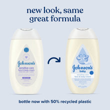 Johnson's Sensitive Care Face & Body Baby Cream, Light Scent, 13.6 oz