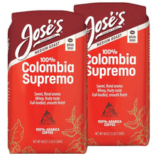Jose’s 100% Colombia Supremo Whole Bean Coffee, Medium, 2.5 lbs, 2-pack