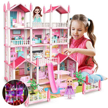 JoyStone-Play-Dollhouse-Doll-Toy-Figures-14-Rooms-Furniture-Colorful-Lights-Crea-_1 - USA Mega Market