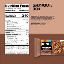 KIND Breakfast Dark Chocolate Cocoa Protein Bars, 24 ct.