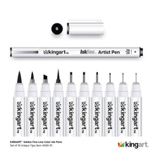 KINGART Inkline/Graphic Fine Line Drawing Pens Set â€“ 10 Assorted Sizes, Archival Black Ink Art Illustration and Sketching