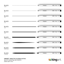 KINGART Inkline/Graphic Fine Line Drawing Pens Set â€“ 10 Assorted Sizes, Archival Black Ink Art Illustration and Sketching