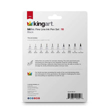 KINGART Inkline/Graphic Fine Line Drawing Pens Set â€“ 10 Assorted Sizes, Archival Black Ink Art Illustration and Sketching