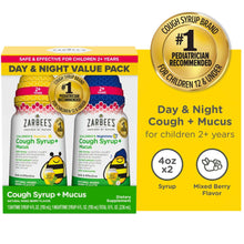 Kids Zarbee’s Cough + Cold Mucus Day and Night Value Pack, Honey, Ivy Leaf, 2x 4 fl. oz.