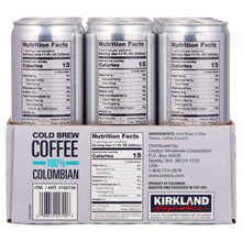 Kirkland Signature Colombian Cold Brew Coffee, 11 fl oz, 12-count