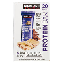 Barras de proteína Kirkland Signature sabor a masa de galleta con chispas de chocolate, 60 g (2.12 oz), paquete de 20 unidades