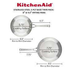 KitchenAid 3-Ply Base Stainless Steel Cookware Induction 2-Piece Fry Pans Set, Brushed Stainless Steel