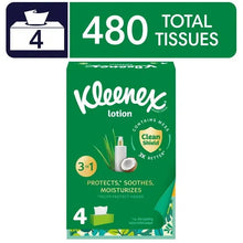 Kleenex Lotion Facial Tissues with Coconut Oil, 4 Flat Boxes, 120 Tissues Per Box, 3-Ply - USA MEGA SHOP