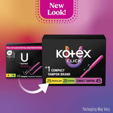 Kotex Click Compact Multipack Tampons, Regular/Super, Unscented, 45 Count (PACK OF 3 )