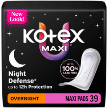 Kotex Overnight Maxi Pads, 39 Count (PACK OF 3 )