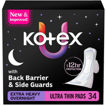 Kotex Ultra Thin Overnight Pads with Wings, Extra Heavy Absorbency, 34 Count (PACK OF 3 )