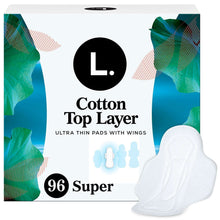 L. Ultra Thin Organic Cotton Pads with Wings, Super, 96 ct.