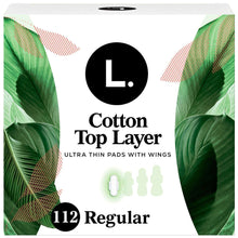L. Ultra Thin Organic Cotton Regular Pads with Wings, 112 ct.