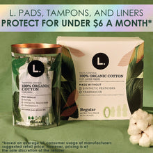 L. Tampons Super/Super Plus Absorbency, Made with Organic Cotton, 36 CT (PACK OF 3 )