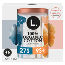 L. Tampons Super/Super Plus Absorbency, Made with Organic Cotton, 36 CT (PACK OF 3 )