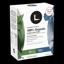 L. Tampons, Regular/Super Absorbency, Made with Organic Cotton, 18 Count