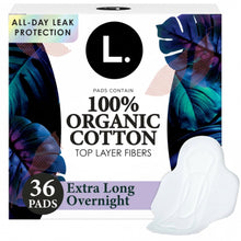 L. Ultra Thin Pads, Organic Cotton Top Layer, Overnight, 36 count (PACK OF 3 )