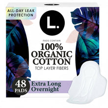 L. Ultra Thin Pads, Organic Cotton Top Layer, Overnight, 48 count (PACK OF 3 )