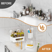 LEVERLOCShowerCaddySuctionCupSetShowerOrganizer_SoapHolder_ToothbrushHolder_BathroomShelfBasketNO-Drilling_RemovableSuctionStorageWaterproofBathroomCaddy1 - USA Mega Market