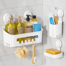 LEVERLOCShowerCaddySuctionCupSetShowerOrganizer_SoapHolder_ToothbrushHolder_BathroomShelfBasketNO-Drilling_RemovableSuctionStorageWaterproofBathroomCaddy - USA Mega Market