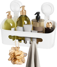 LEVERLOC Shower Caddy Suction Cup, Shower Organizer Removable Bathroom Shelf, Storage Suction Powerful Max Hold 22lbs Bathroom Caddy Waterproof Holder
