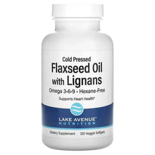 Lake Avenue Nutrition, Cold Pressed Flaxseed Oil with Lignans, 120 Veggie Softgels (1 g per Softgel)