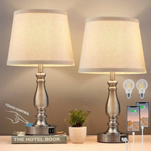 Lamps-Bedrooms-Set-2-Brushed-Nickel-Bedside-Lamps-USB-Ports-3-Way-Dimmable-Nightstand-Lamps-Fabr_5740_1 - USA Mega Market