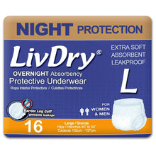 LivDry XL Overnight Adult Diapers for Women and Men, Max Protection Incontinence Underwear