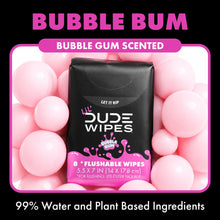 LiL' DUDE Pocket Packs Flushable Wipes, Extra Large Bubble Bum Wet Wipes, Bubble Gum Scent, 8 Count, 6 Pack