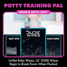 LiL' DUDE Pocket Packs Flushable Wipes, Extra Large Bubble Bum Wet Wipes, Bubble Gum Scent, 8 Count, 6 Pack