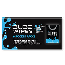 LiL' DUDE Pocket Packs Flushable Wipes, Extra Large Fragrance Free Wet Wipes, 8 Count, 6 Pack