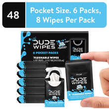 LiL' DUDE Pocket Packs Flushable Wipes, Extra Large Fragrance Free Wet Wipes, 8 Count, 6 Pack