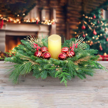 Lighted Fresh Cut Greens Sugarberry Centerpiece