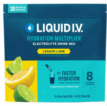 Liquid I.V. Hydration Multiplier, 30 Individual Serving Stick Packs in Resealable Pouch, Lemon Lime