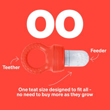 Love Noobs Baby Fruit Feeder, BPA-Free Baby Fruit Feeder & Teether Set, 4 Extra Teats, Red