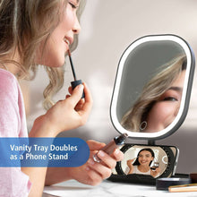 Mainstays LED Makeup Mirror, Rechargeable Vanity Mirror with Lights and Storage Tray Base
