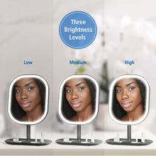Mainstays LED Makeup Mirror, Rechargeable Vanity Mirror with Lights and Storage Tray Base