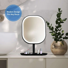 Mainstays LED Makeup Mirror, Rechargeable Vanity Mirror with Lights and Storage Tray Base