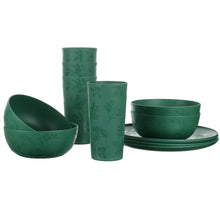 Mainstays 12-Piece Plastic Etched Holly Dinnerware Set, Green