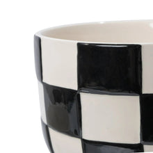 Mainstays Lennon Round Black Checkered Ceramic Planter