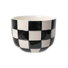 Mainstays Lennon Round Black Checkered Ceramic Planter