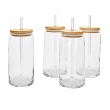 Mainstays Briar Can Glass Drinkware with Lids & Straws, Set of 4