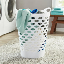Mainstays Plastic Round Laundry Hamper, White, with Carrying Handles