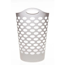 Mainstays Plastic Round Laundry Hamper, White, with Carrying Handles