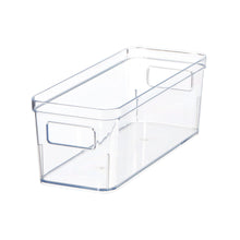 Mainstays Small Clear Plastic Pantry Organizer Bin with Built-In Handles, Kitchen Storage Container for Pantry, Cabinet, Fridge and Shelf Organization, 12" x 4.5" x 4"