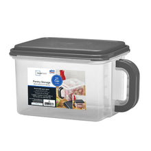 Mainstays Medium Plastic Canister with Handle, 21 Cups, Gray Lid and Handle, Made for Pantry Organization and Food Storage