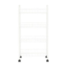 Mainstays Rolling 4-Tier Metal Laundry Basket Cart, White, Adult